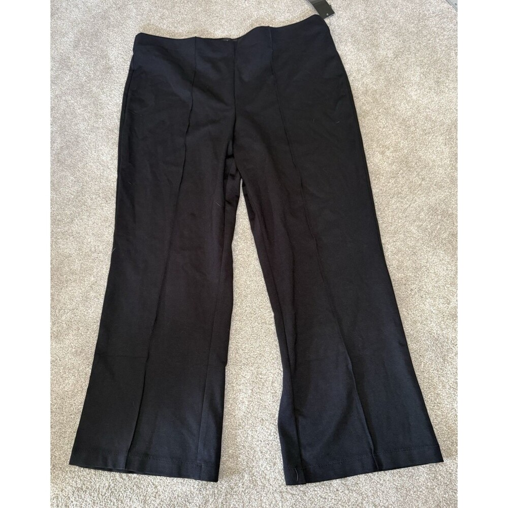LC By Laura Cruz Crop Flare Pull On Black Pants Women's Size XL